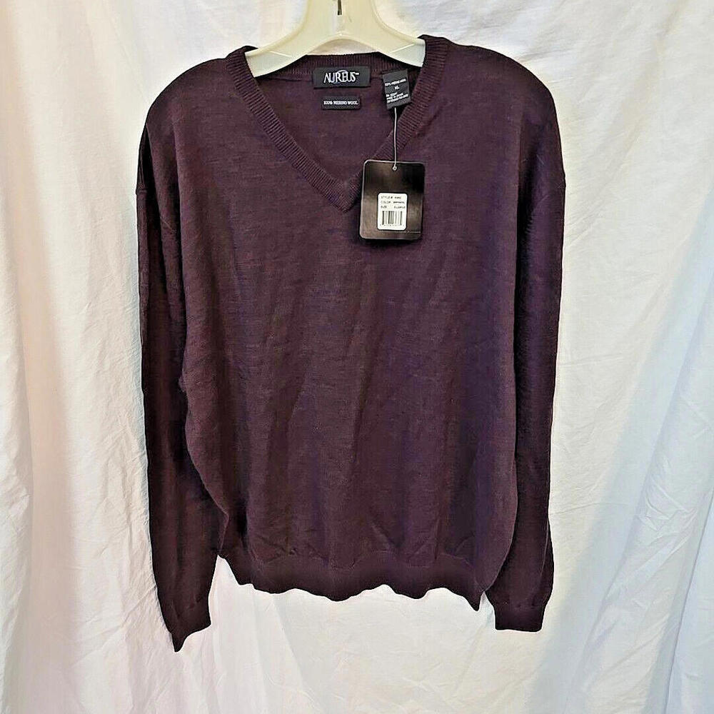 Aureus 100% Merino‎ Wool Pullover Swaeter Mens XL Preppy Academia Zinfandel